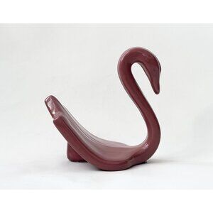 Dusty Rose Glazed Vintage Midcentury Modern Ceramic Swan Figurine | Statue